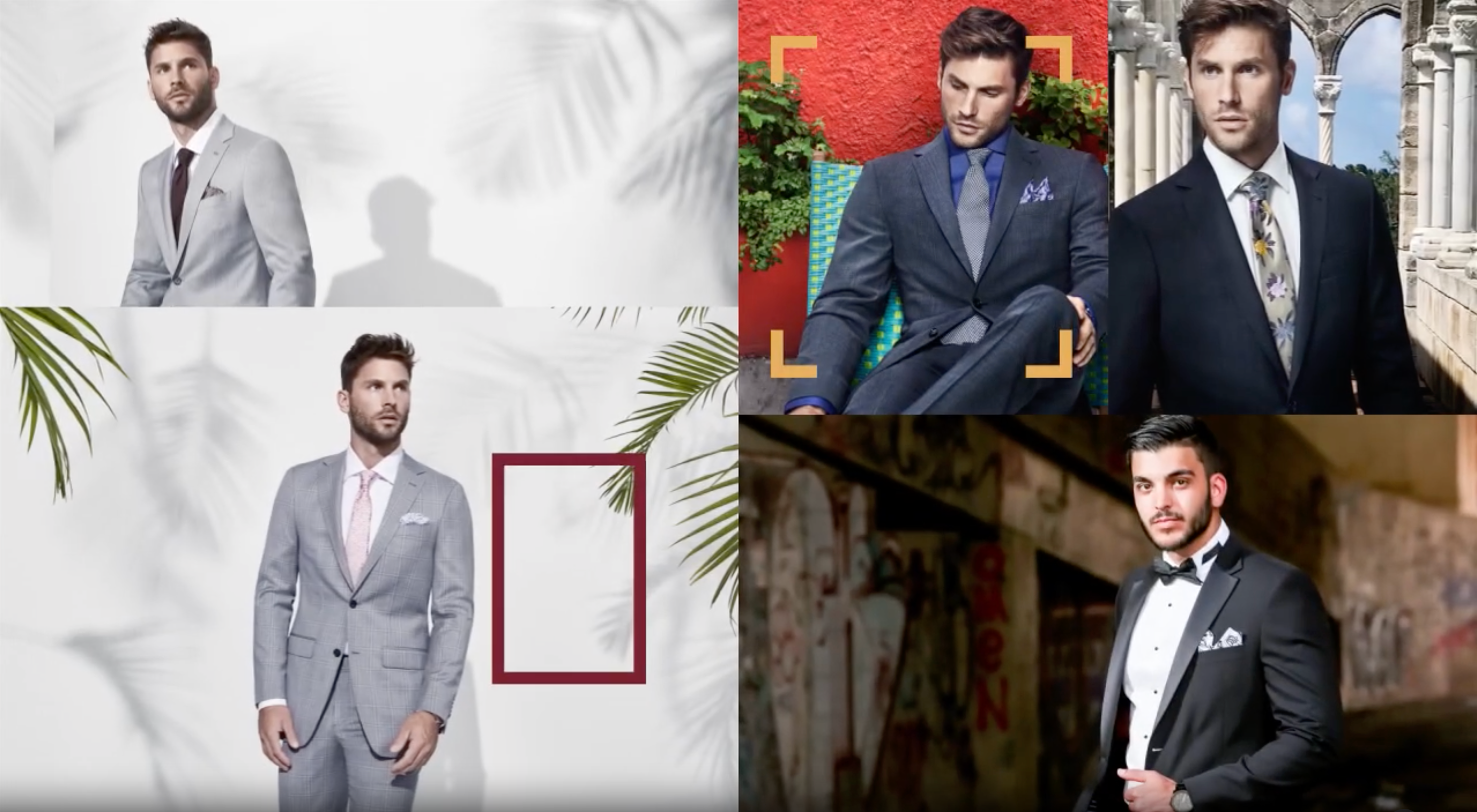 Load video: Tailored suits and wedding suits at our suit shop, featuring styles, fabrics, and custom fits for grooms.