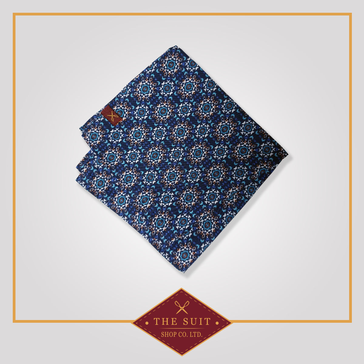 Dark Blue Patterned Pocket Square