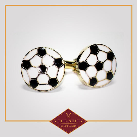 Gold-Tone Men's Cuff Links SOCCER BALL Shaped Cufflinks