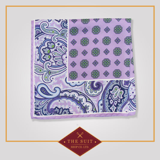 London Hue Patterned Silk Pocket Square