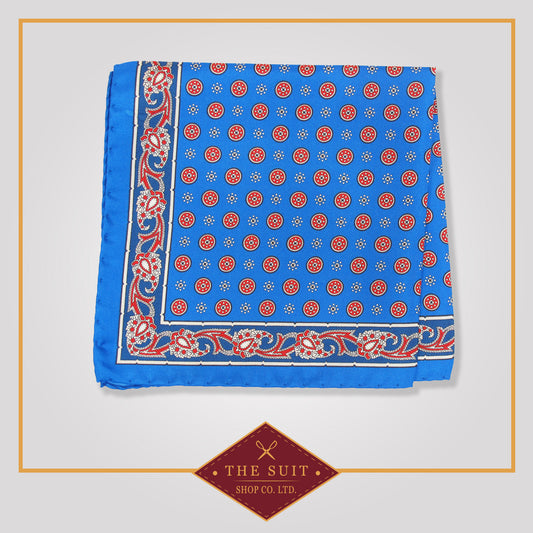 Havelock Blue Patterned Silk Pocket Square