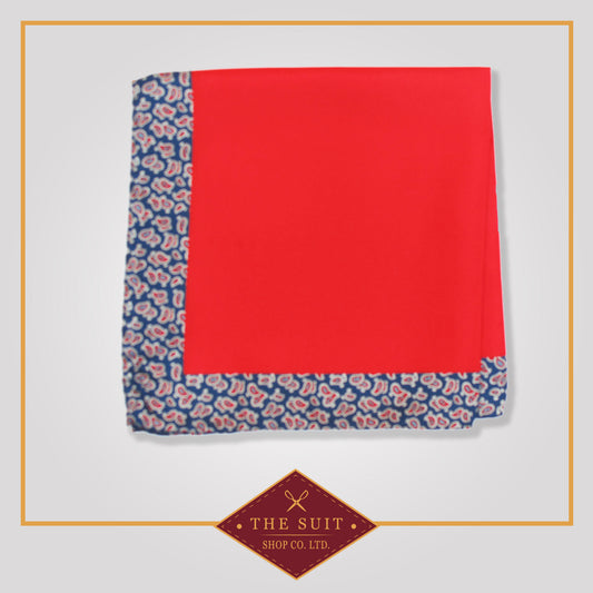 Torch Red Patterned Silk Pocket Square