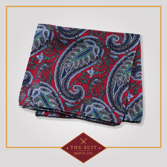 Merlot Paisley Patterned Silk Pocket Square