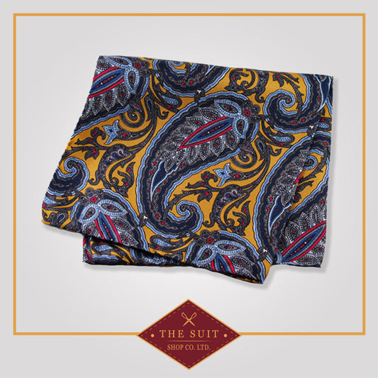 Marigold Patterned Silk Pocket Square