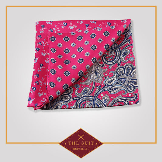 Amaranth Patterned Silk Pocket Square