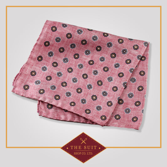 Old Rose Patterned Silk Pocket Square