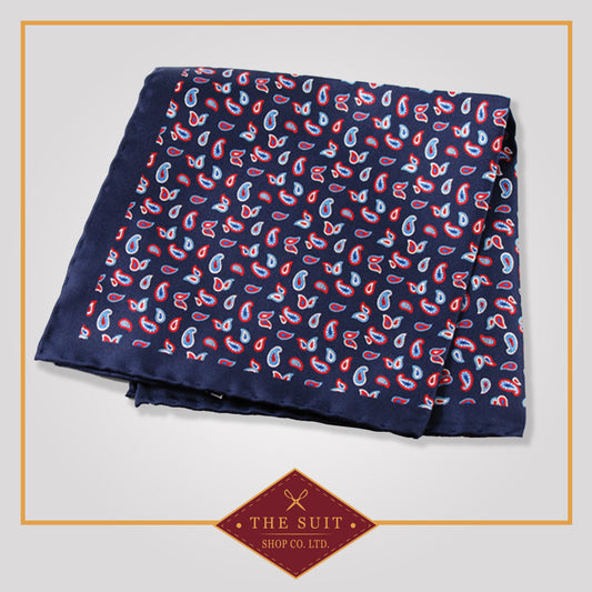 Cloud Burst Paisley Patterned Silk Pocket Square