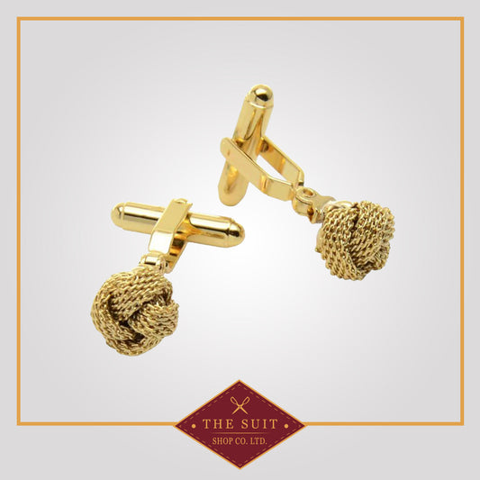 Gold-Tone Men's Cuff Links Classic Love Double Knot Cufflinks