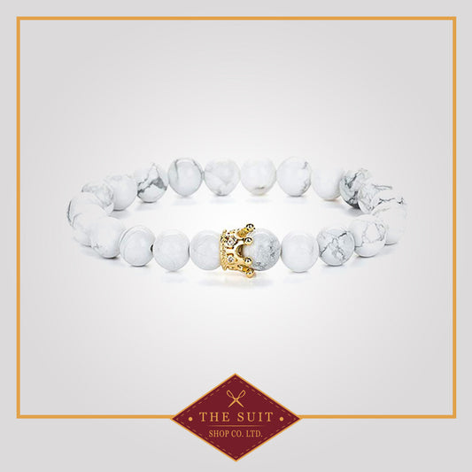 White Howlite Crown Beads Bracelet