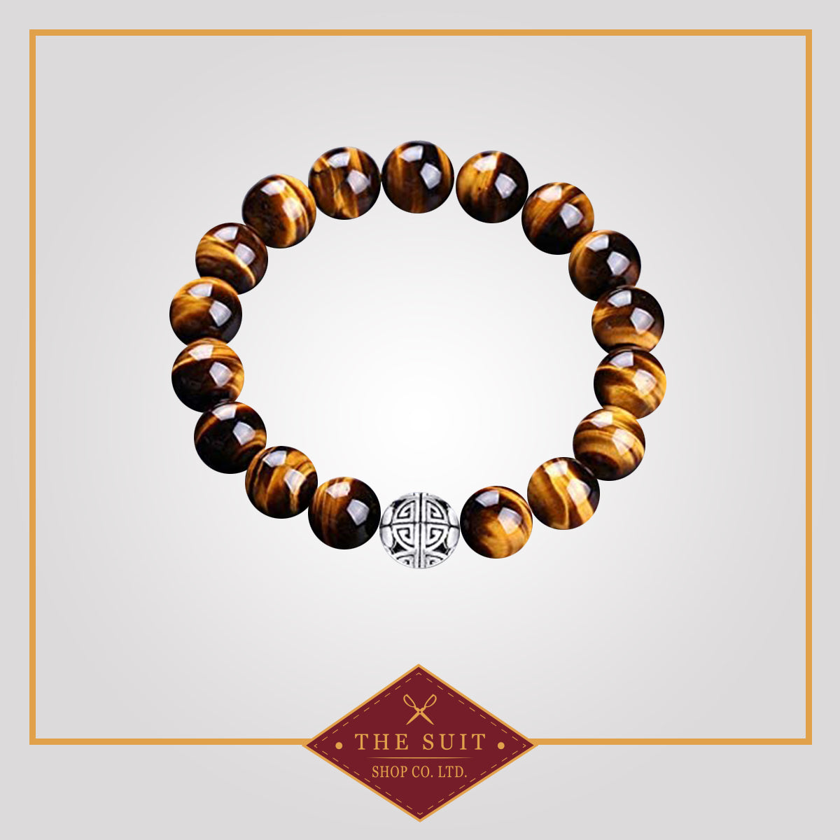 Tiger Eye Gemstones Beaded Bracelet with 925 Silver Pendant