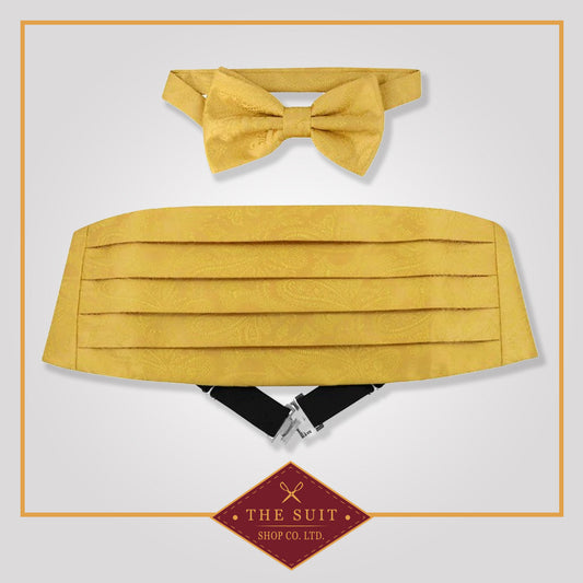 Cummerbund & Bow Tie GOLD PAISLEY Set