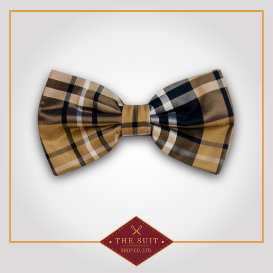 Sepia Skin Plaid Bow Tie