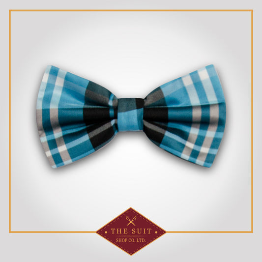 Boston Blue Plaid Bow Tie