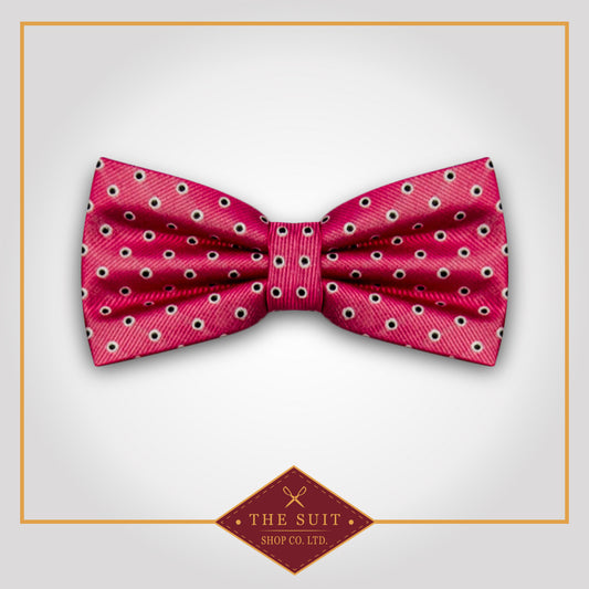 Cerise Red Spotted Bow Tie