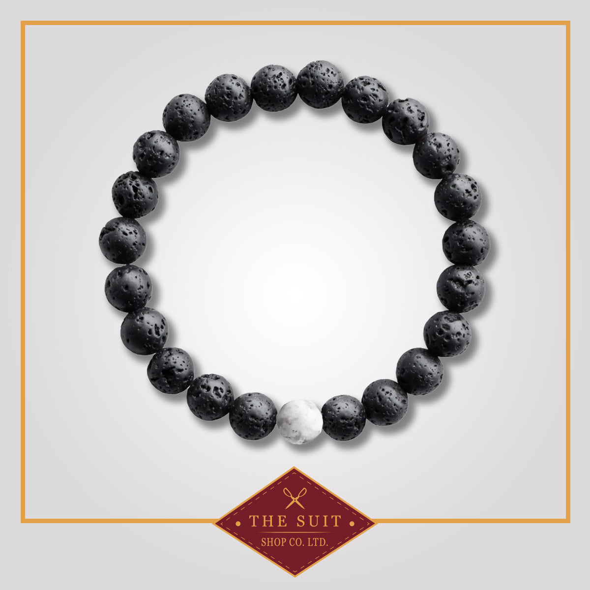 Black Lava Rock Bracelet with White Howlite Stone