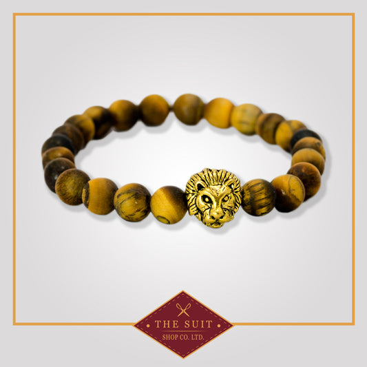 GOLD LION BROWN TIGER EYE BEADED BRACELET