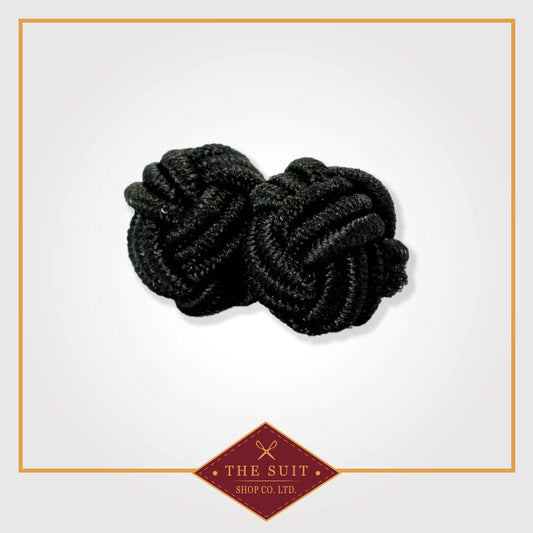 Black Silk Knot Cuff Links