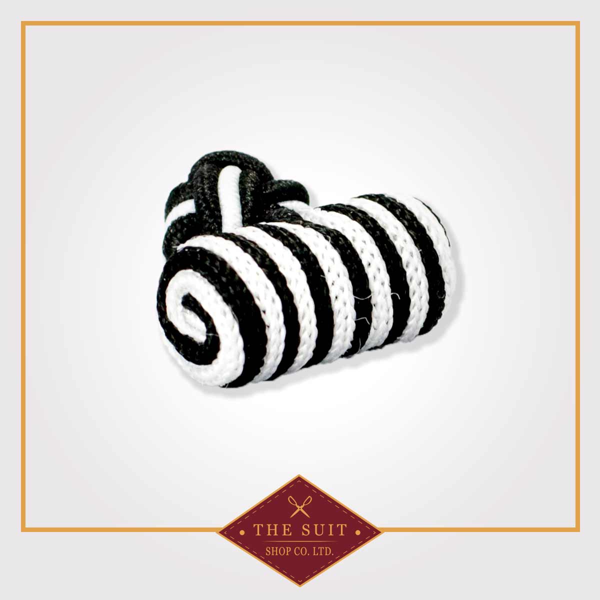 White and Black Silk Knot Cuff Links