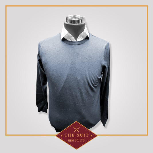 Light Blue Merino Crew-Neck Wool Sweater