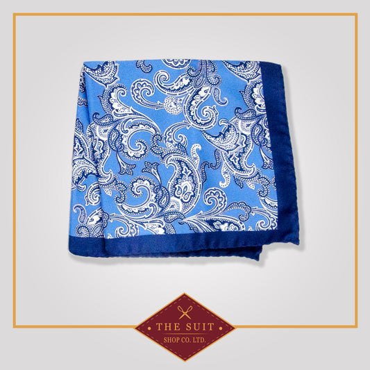 Sapphire and Havelock Blue Patterned Pocket Square