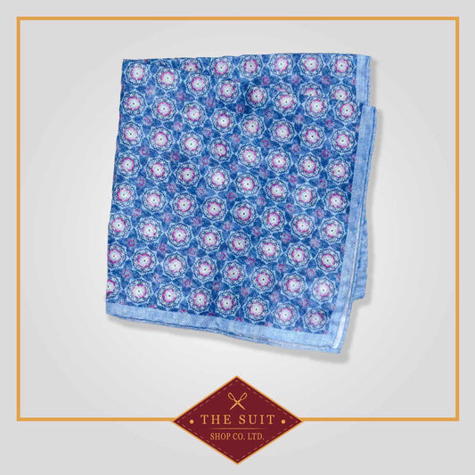 Tropical Blue Patterned Pocket Square