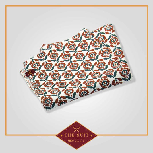 Spring Wood and Poppy Patterned Pocket Square