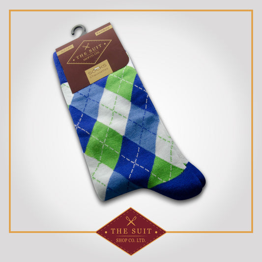 Blue Green Argyle Socks