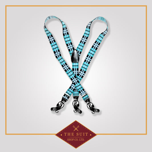 Turquoise Plaid Suspenders