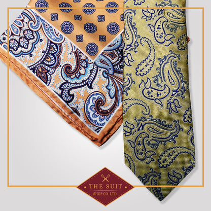 Hampton Tie and Tumbleweed Pattern Pocket Square