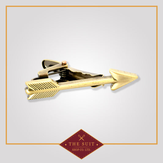 Rustic Gold Metallic Arrow Tie Clip