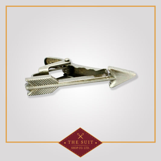 Rustic Silver Metallic Arrow Tie Clip