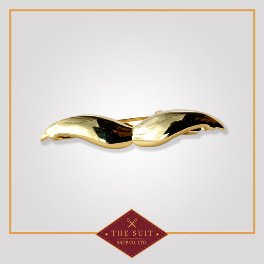 Shiny Gold Finish Mustache Tie Clip