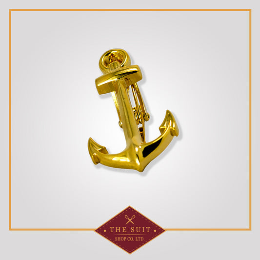 Shiny Gold Finish Anchor Tie Clip